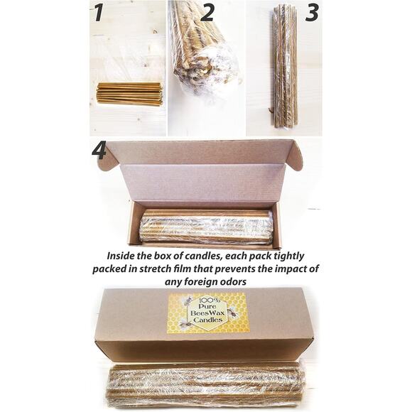 Natural Pure Beeswax Candles Organic Honey Eco Yellow 8 Inches 20 cm 30pcs - Picture 6 of 6